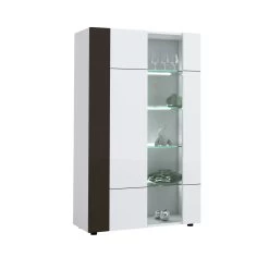 Vitrinekast Tarak 100cm 2 Deuren - Wit/zwart -Collectie Woonkamermeubels 3102000107943 Z2 KARAT 3615 VITRINE 1PO 1PG N20 18SA4020 8cc2
