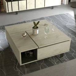 Salontafel Rufus 90x90 Met Verstelbaar Blad - Eik