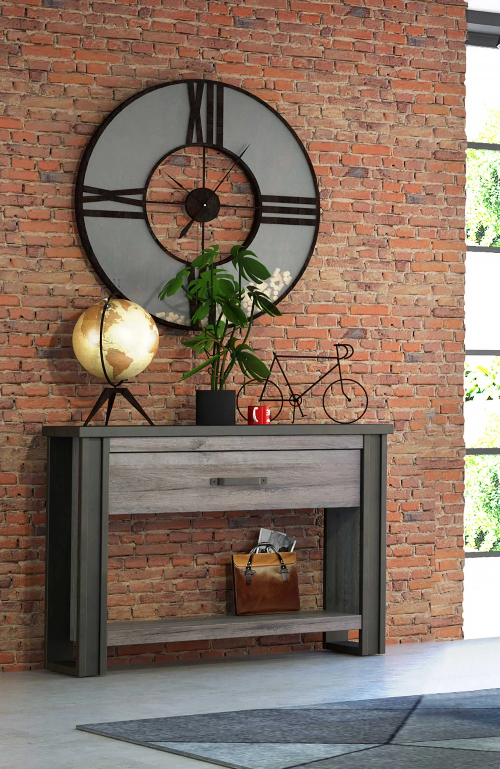 Sidetable Becky 119cm 1 Lade - Grijs 2 Sidetable Becky 119cm 1 Lade - Grijs - Afbeelding 2