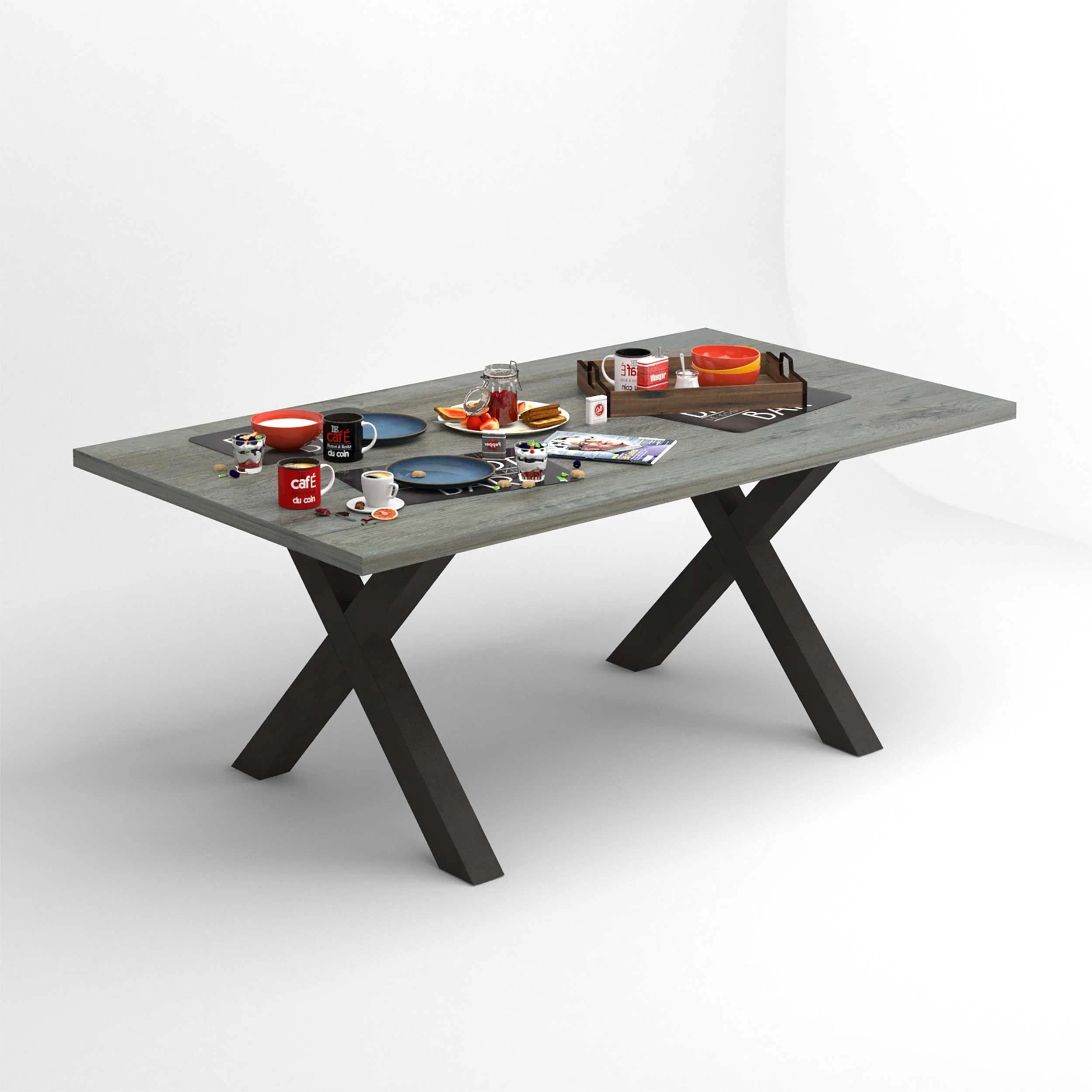 Eettafel Becky Met Twee Kruispoten 170cm - Grijs - Afbeelding 7