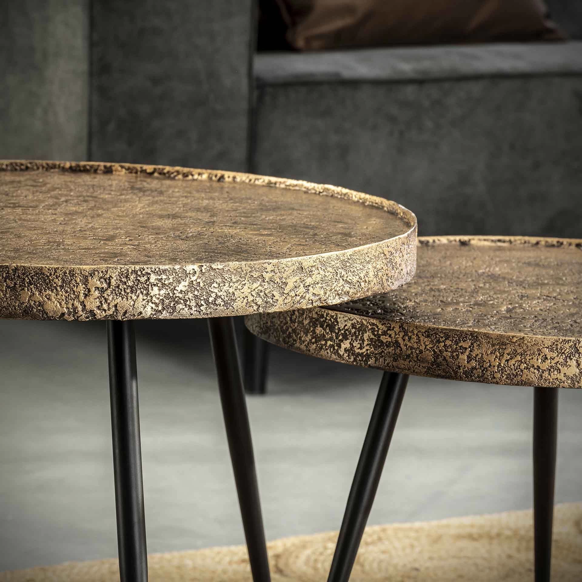 Set Van 2 Salontafels Pomi - Brons Antiek 2 Set Van 2 Salontafels Pomi - Brons Antiek - Afbeelding 2