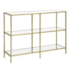 Moderne Console Tafel, 3-etage Gehard Glas Sofa Tafel Met Metalen Frame Voor Hal Woonkamer Slaapkamer, Gouden Kleur -Collectie Woonkamermeubels 31rwxbT9CtL. SL500 6693