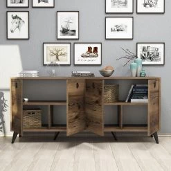 Elegant Walnoten Dressoir | Veel Opbergruimte | Aan Wand Te Bevestigen -Collectie Woonkamermeubels 389MZA1132 20 203 81bc