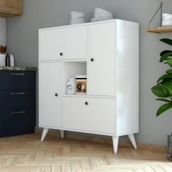 Elegante Multifunctionele Kast Met Muurbevestiging - Wit