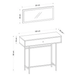 Haltafel Emerald | 100% Melamine | Breedte: 100cm | Eik / Zwart -Collectie Woonkamermeubels 393MRD1251 20 204 215a