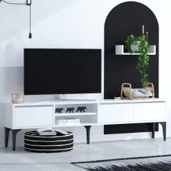 Tv-meubel Emerald | 100% Melamine | Wit | 180x50x30 Cm -Collectie Woonkamermeubels 393MRD1261 20 202 6eba