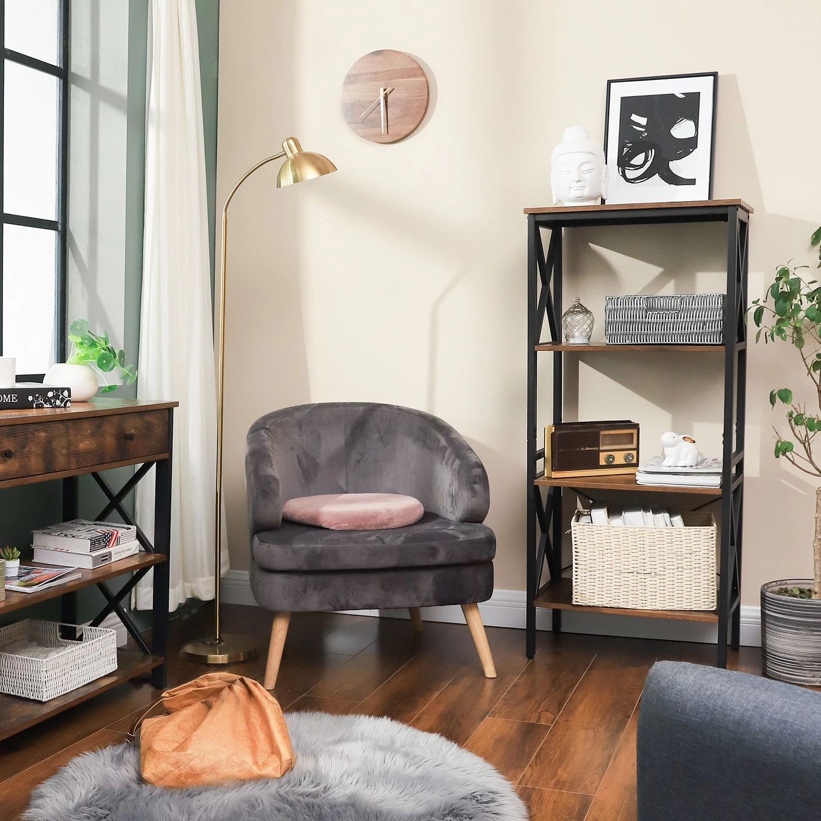 Rek Gerrit 3 Legplanken - Rustiek Bruin/zwart 7 Rek Gerrit 3 Legplanken - Rustiek Bruin/zwart - Afbeelding 7