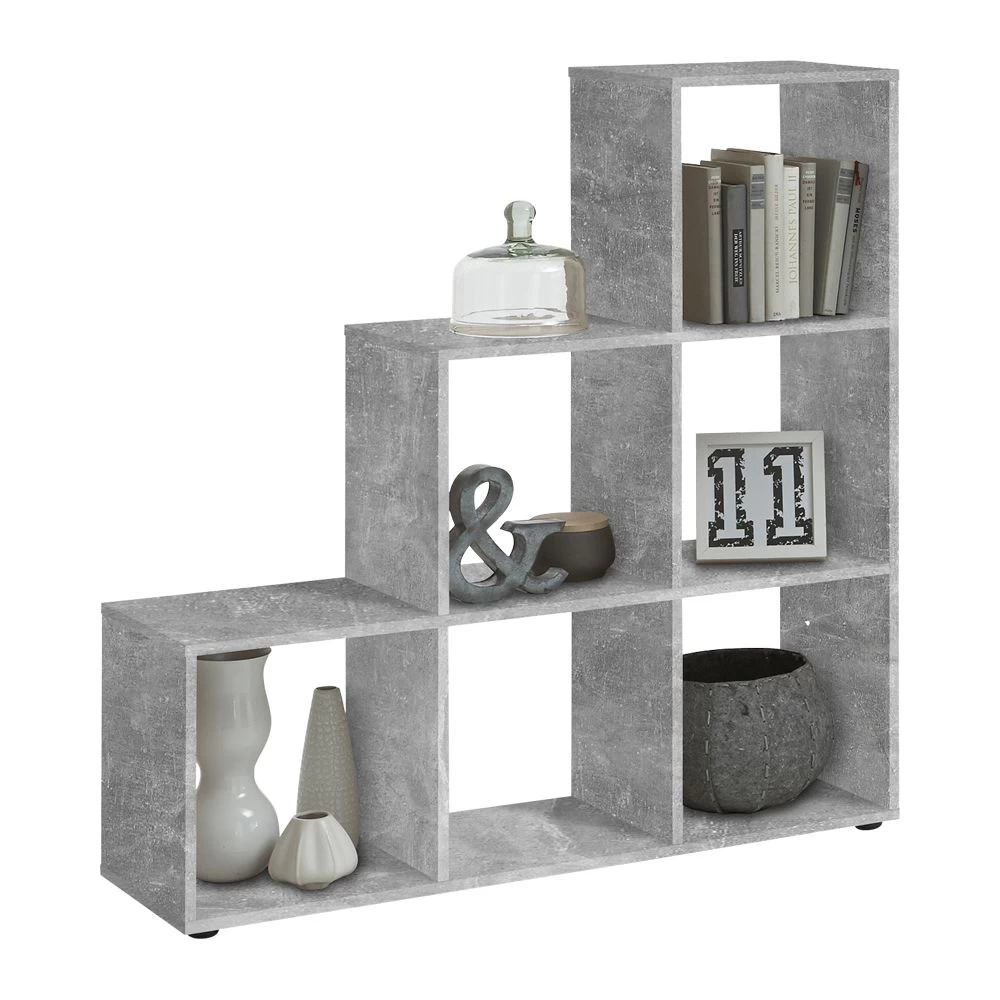 FMD Opbergrek Mega 6 Vakken - Beton 4 FMD Opbergrek Mega 6 Vakken - Beton - Afbeelding 4