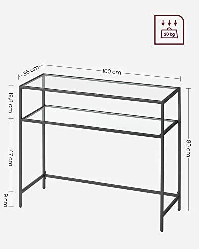 Moderne Consoletafel Met Stalen Frame En Gehard Glazen Planken, Voor Woonkamer/hal 6 Moderne Consoletafel Met Stalen Frame En Gehard Glazen Planken, Voor Woonkamer/hal - Afbeelding 6