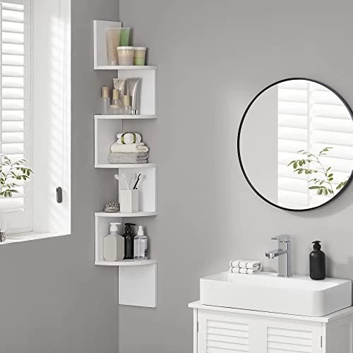 Witte Hoekplank 5 Etages | Zigzag Ontwerp | 20x20x127,5cm 3 Witte Hoekplank 5 Etages | Zigzag Ontwerp | 20x20x127,5cm - Afbeelding 3