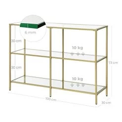 Moderne Console Tafel, 3-etage Gehard Glas Sofa Tafel Met Metalen Frame Voor Hal Woonkamer Slaapkamer, Gouden Kleur -Collectie Woonkamermeubels 41WEu7tJE L. SL500 d49e