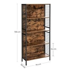 Rustiek Bruin En Zwart Boekenrek Met 4 Verdiepingen En Ophanghaken -Collectie Woonkamermeubels 41oh X0A L. SL500 9aae