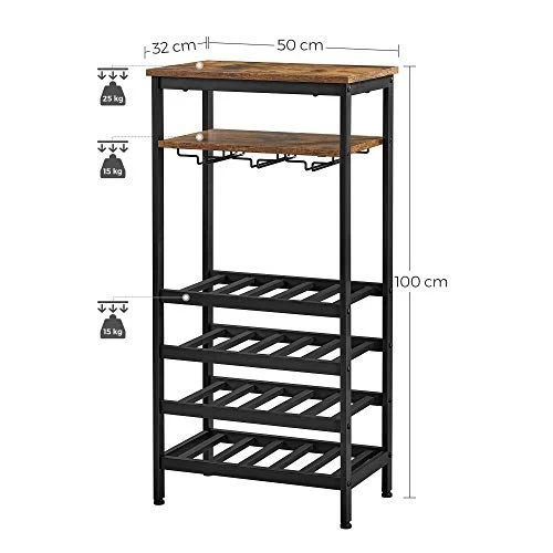 Wijnrek, 20 Flessen, Wijnhouder, Glashouder, Industriële Stijl 6 Wijnrek, 20 Flessen, Wijnhouder, Glashouder, Industriële Stijl - Afbeelding 6