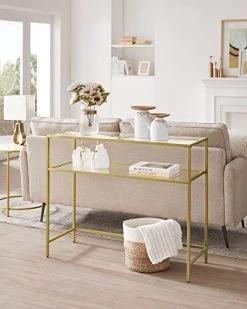 Gouden Console Tafel - Modern 2 Planken Gehard Glas Met/Metalen Frame En Verstelbare Voeten 9 Gouden Console Tafel - Modern 2 Planken Gehard Glas Met/Metalen Frame En Verstelbare Voeten -Collectie Woonkamermeubels 41t pcKEvhL. SL500 0431