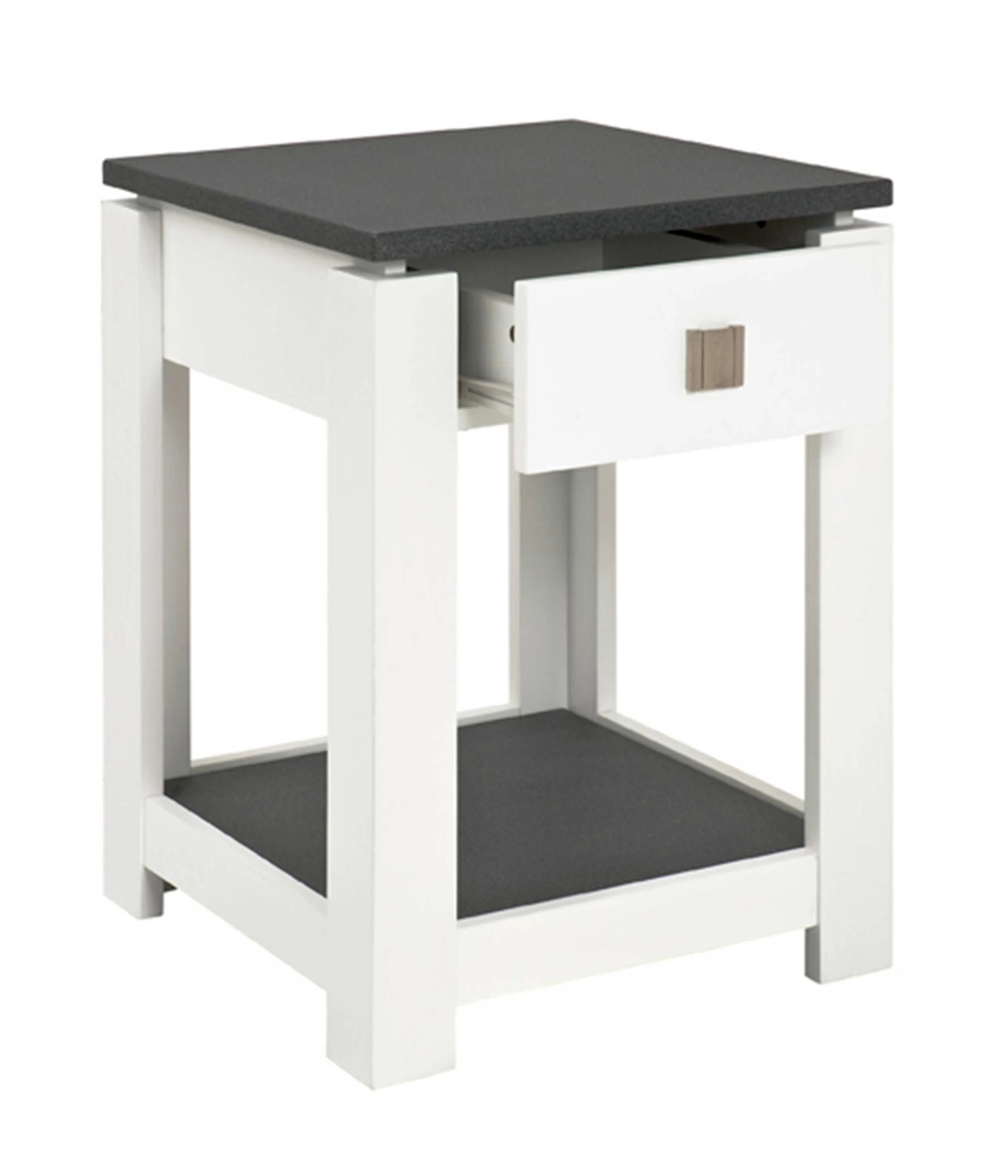 Bijzettafel Marius 40x40cm, 1 Lade - Wit/antraciet 4 Bijzettafel Marius 40x40cm, 1 Lade - Wit/antraciet - Afbeelding 4