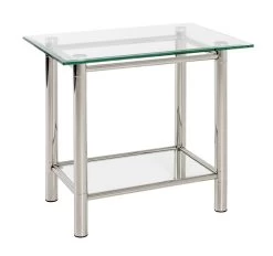 Bijzettafel Heiko 58x43cm - Glas/chroom -Collectie Woonkamermeubels 42767 4333