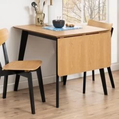 Eettafel Rover 80/120x80 - Eik/zwart