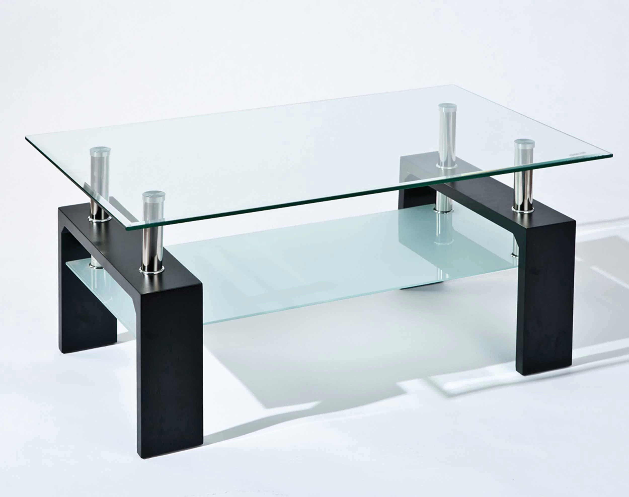 Salontafel Alva Met Glazen Tafelblad - Zwart 2 Salontafel Alva Met Glazen Tafelblad - Zwart - Afbeelding 2