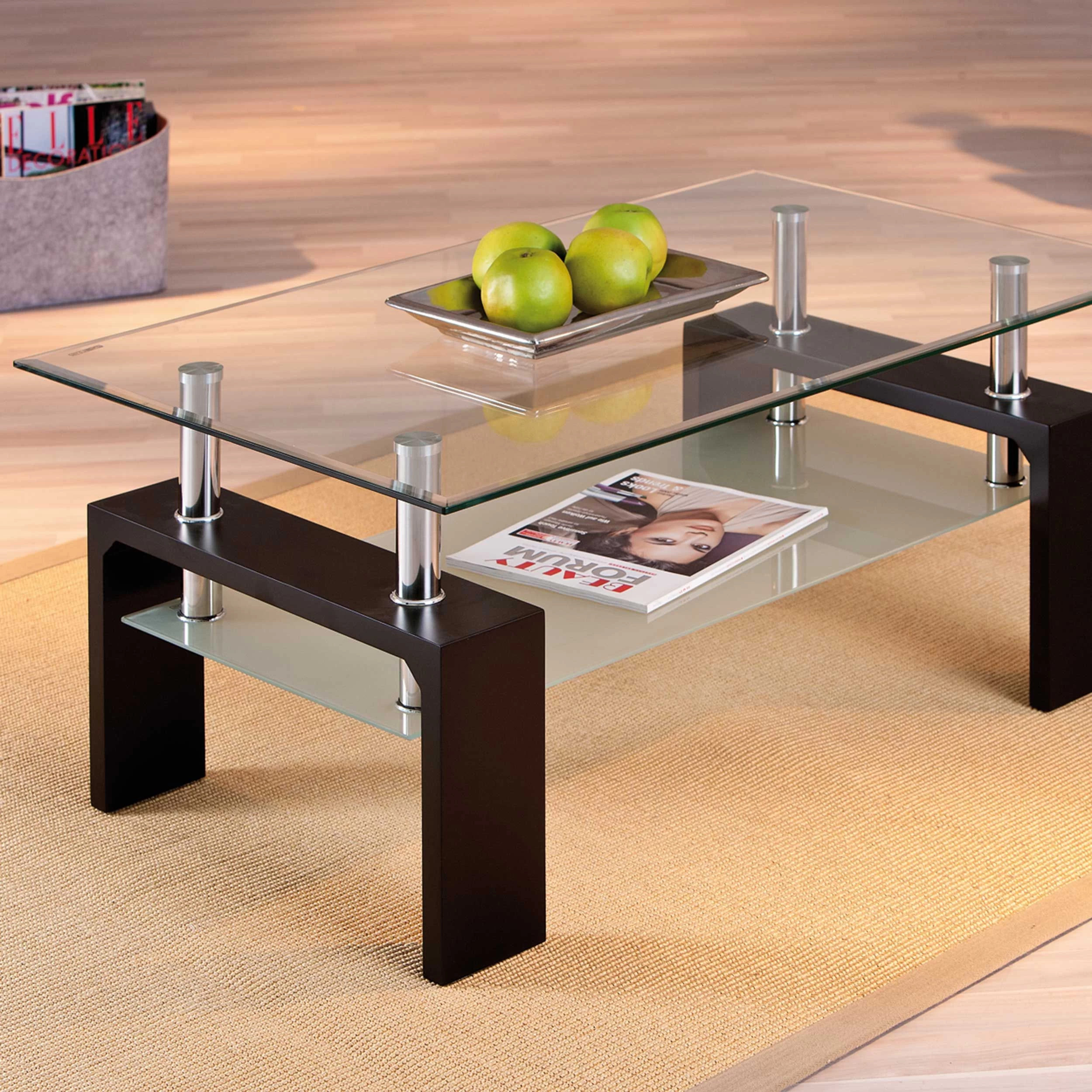 Salontafel Alva Met Glazen Tafelblad - Zwart 1 Salontafel Alva Met Glazen Tafelblad - Zwart