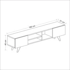 Woody Fashion TV-meubel | Melamine Laag | 18mm Dik | 160x40x31cm | Zwart Eiken -Collectie Woonkamermeubels 506MNR1105 20 207 8409