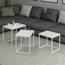 Woody Fashion Nesting Table Set - 3-Delig | Melamine Gecoat | Metalen Frame | Wit 15 Woody Fashion Nesting Table Set - 3-Delig | Melamine Gecoat | Metalen Frame | Wit -Collectie Woonkamermeubels 506MNR1206 20 202 a7e8