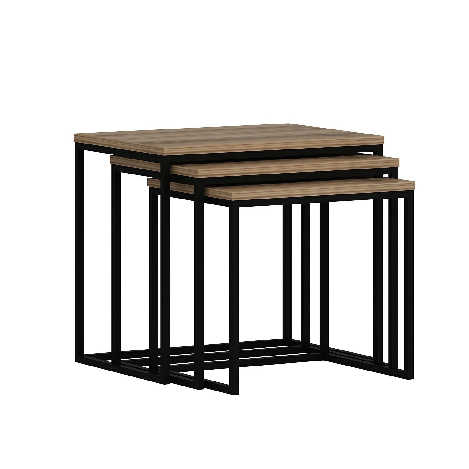 Woody Fashion 3-delige Nesting Tables | 100% Melamine Gecoat | Walnoot 5 Woody Fashion 3-delige Nesting Tables | 100% Melamine Gecoat | Walnoot - Afbeelding 5