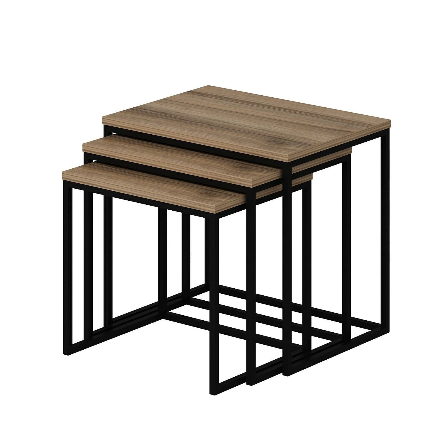 Woody Fashion 3-delige Nesting Tables | 100% Melamine Gecoat | Walnoot 4 Woody Fashion 3-delige Nesting Tables | 100% Melamine Gecoat | Walnoot - Afbeelding 4