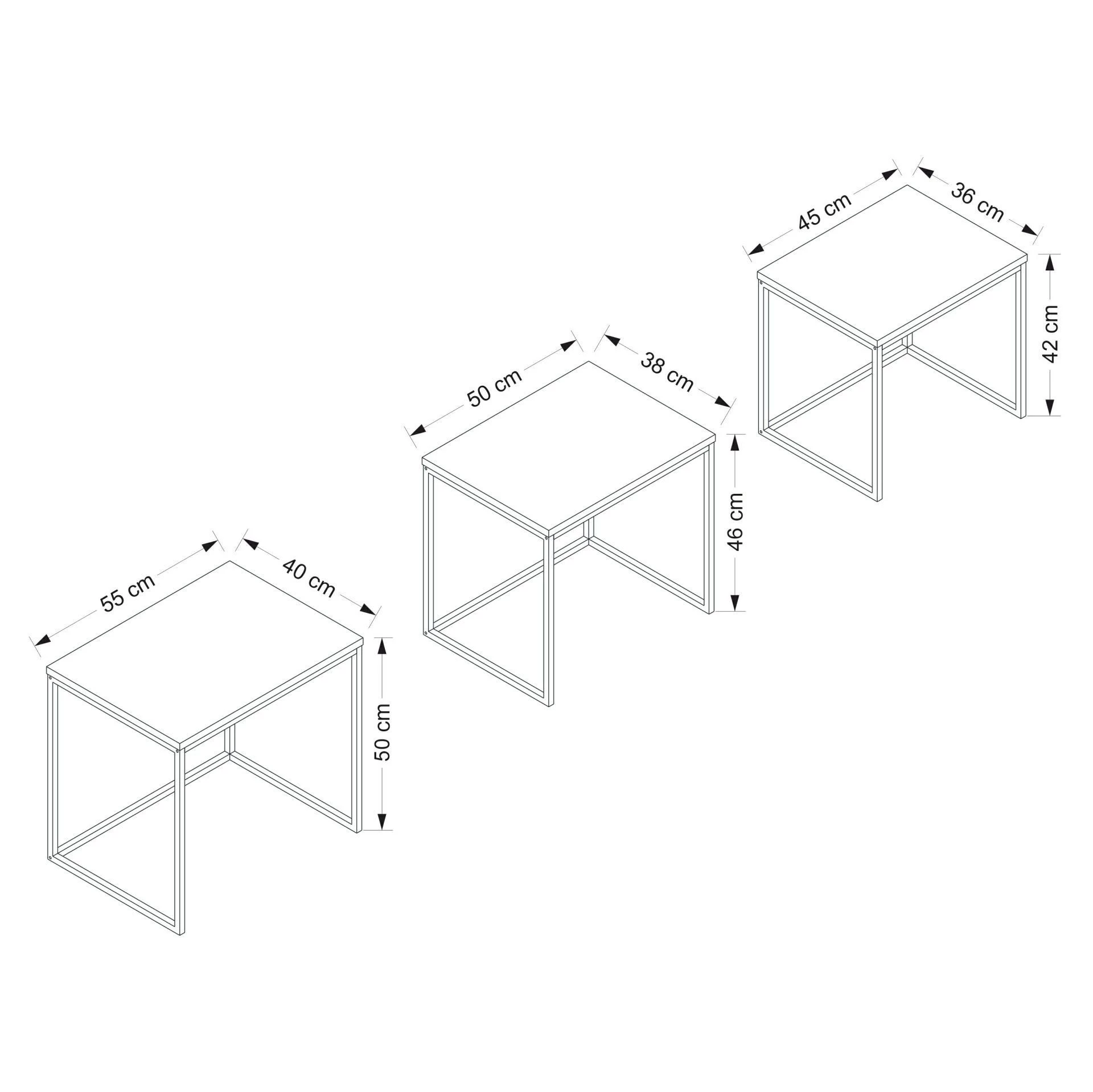 Woody Fashion 3-delige Nesting Tables | 100% Melamine Gecoat | Walnoot 2 Woody Fashion 3-delige Nesting Tables | 100% Melamine Gecoat | Walnoot - Afbeelding 2