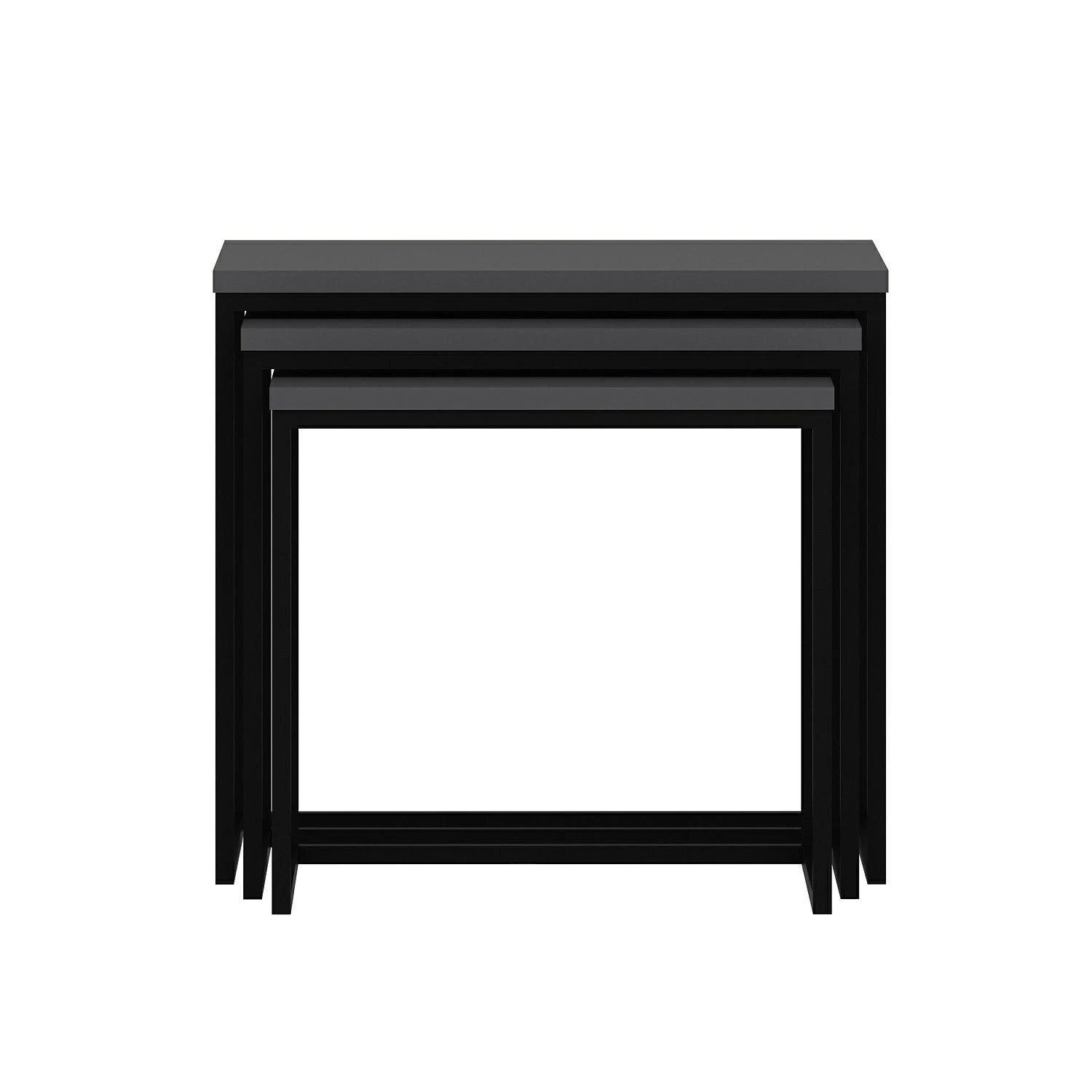 Houten Nesting Table Set - Antraciet | 3-Delige Set". 3 Houten Nesting Table Set - Antraciet | 3-Delige Set". - Afbeelding 3