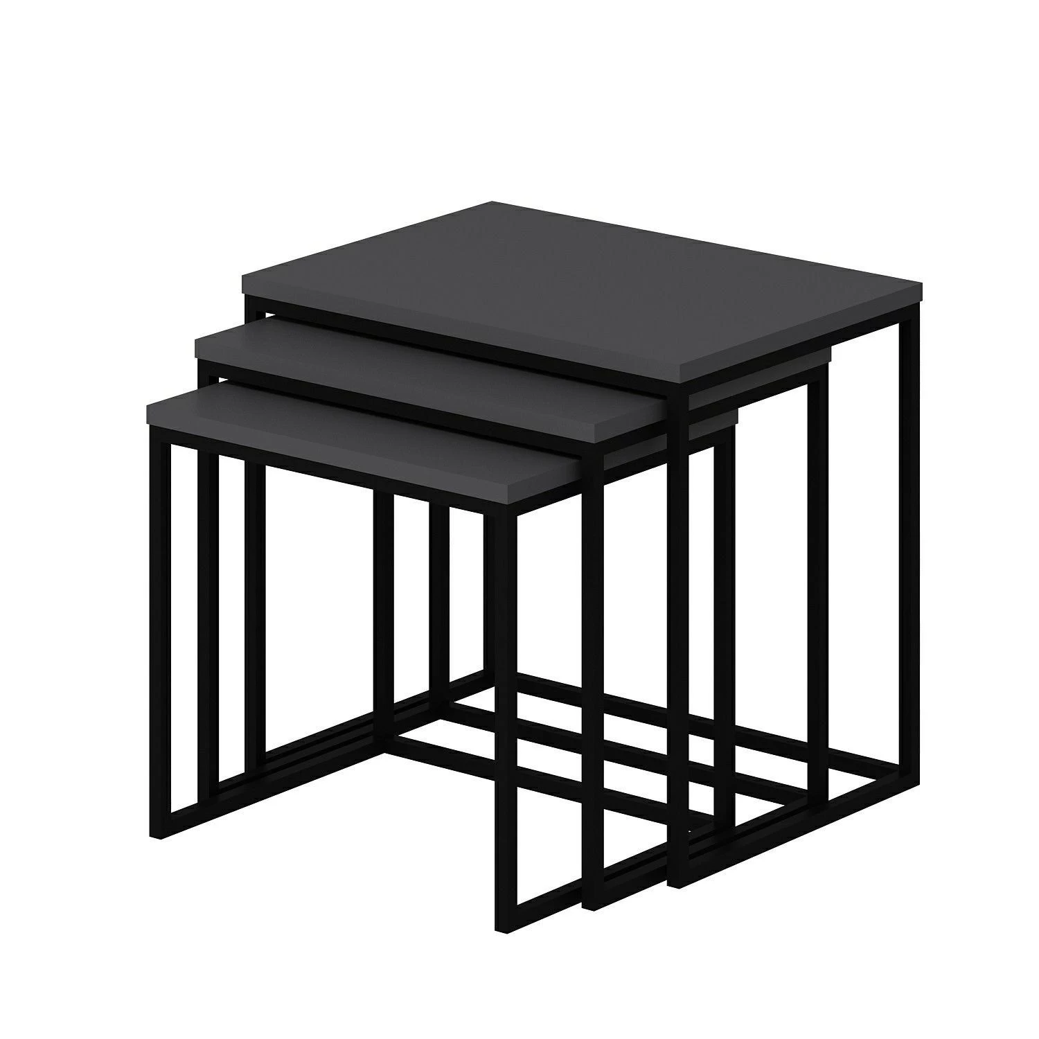 Houten Nesting Table Set - Antraciet | 3-Delige Set". 4 Houten Nesting Table Set - Antraciet | 3-Delige Set". - Afbeelding 4