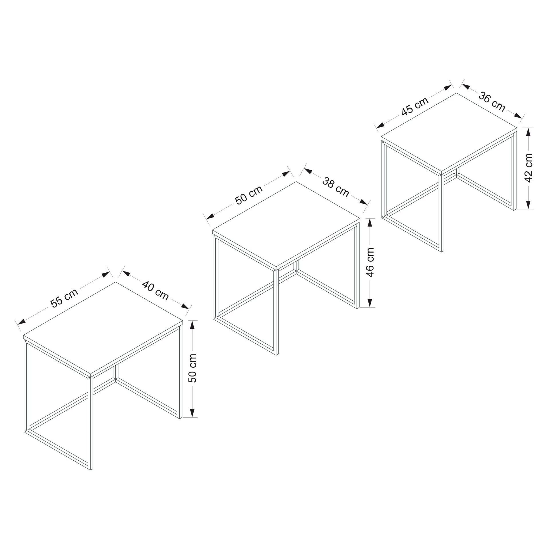 Houten Nesting Table Set - Antraciet | 3-Delige Set". 2 Houten Nesting Table Set - Antraciet | 3-Delige Set". - Afbeelding 2