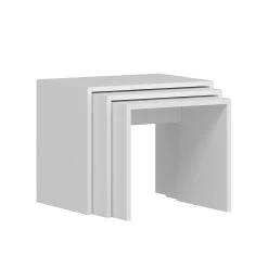 Modieuze Woody Nesting Table Set: 3P, Melamine Gecoat, Wit -Collectie Woonkamermeubels 506MNR1214 20 205 3a4d