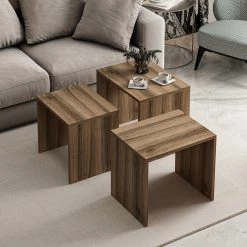 Woody Fashion Nesting Tables (3 Stuks) | 100% Melamine | Walnoot 13 Woody Fashion Nesting Tables (3 Stuks) | 100% Melamine | Walnoot -Collectie Woonkamermeubels 506MNR1215 20 204 53e6