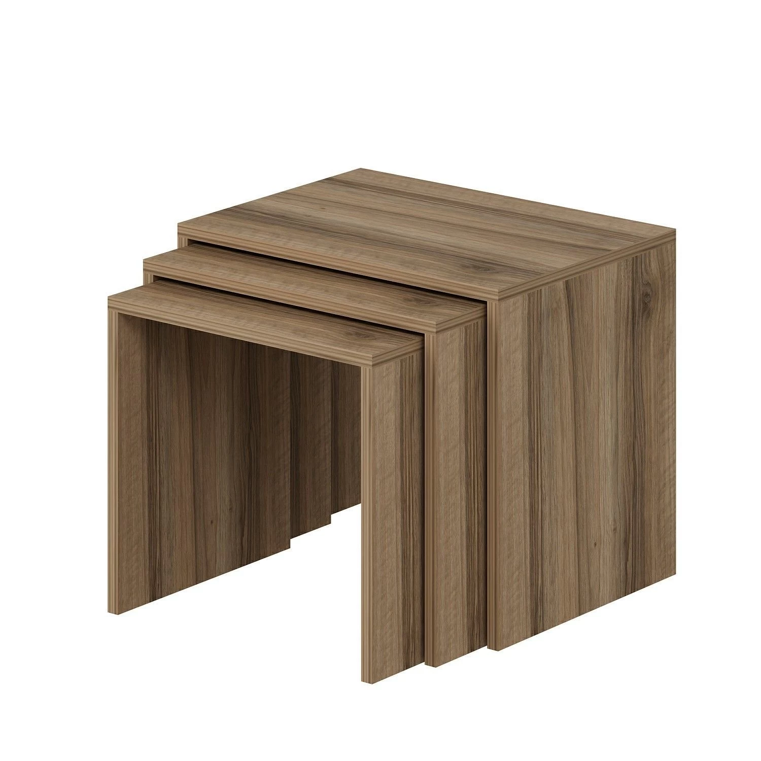 Woody Fashion Nesting Tables (3 Stuks) | 100% Melamine | Walnoot 4 Woody Fashion Nesting Tables (3 Stuks) | 100% Melamine | Walnoot - Afbeelding 4