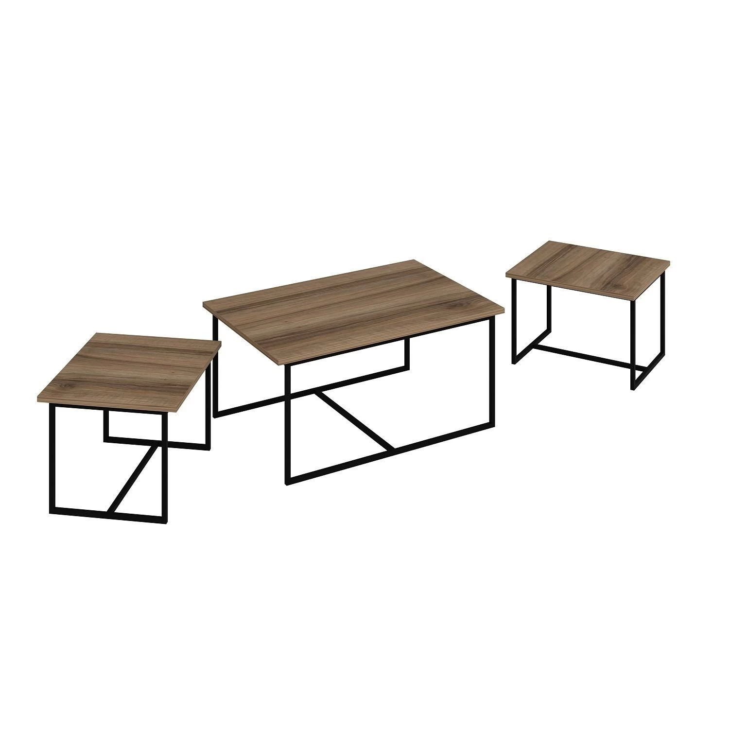Woody Fashion Nesting Table Set | 3-Delig | 100% Melamine | Walnoot 5 Woody Fashion Nesting Table Set | 3-Delig | 100% Melamine | Walnoot - Afbeelding 5