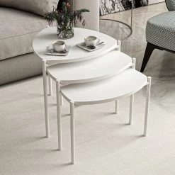Stijlvolle Nesting Tables Met Melamine Coating - 3-delige Set | Wit