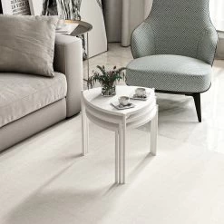 Stijlvolle Nesting Tables Met Melamine Coating - 3-delige Set | Wit -Collectie Woonkamermeubels 506MNR1222 20 204 8867