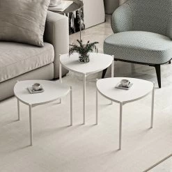 Stijlvolle Nesting Tables Met Melamine Coating - 3-delige Set | Wit -Collectie Woonkamermeubels 506MNR1222 20 205 4526