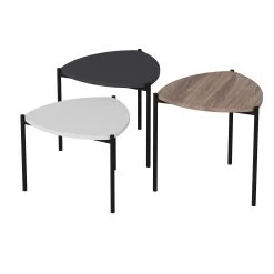 Houten Nesting Tables Set | 3 Stuks | Melamine Gecoat | Metalen Frame | Wit Antraciet Noten -Collectie Woonkamermeubels 506MNR1224 20 205 1ed1