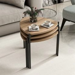 Stijlvolle Woody Fashion Nesting Table - Walnoot | 3-delige Set 17 Stijlvolle Woody Fashion Nesting Table - Walnoot | 3-delige Set -Collectie Woonkamermeubels 506MNR1225 20 204 7374