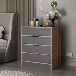 Woody Dressoir | Melamine Coating | Notelaar Antraciet -Collectie Woonkamermeubels 506MNR1518 20 202 ac63