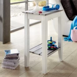 Bijzettafel Marik 40x30cm - Hoogglans Wit/grijs