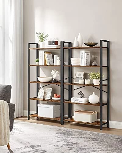 VASAGLE ALINRU 5-vaks Opbergrek, Stalen Boekenplankframe 2 VASAGLE ALINRU 5-vaks Opbergrek, Stalen Boekenplankframe - Afbeelding 2