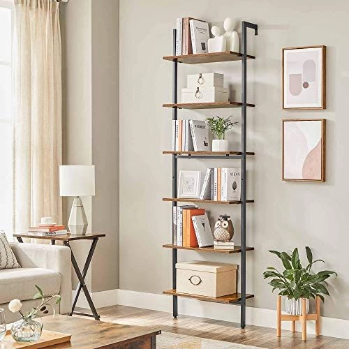 VASAGLE Industriele Ladderplank 6 Etages, Wandplank 15 Kg Draagvermogen 1 VASAGLE Industriele Ladderplank 6 Etages, Wandplank 15 Kg Draagvermogen