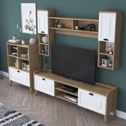 Wren TV-meubel | 100% Melamine | 180x55x34 Cm | Wit Notenhout 15 Wren TV-meubel | 100% Melamine | 180x55x34 Cm | Wit Notenhout -Collectie Woonkamermeubels 543WRN1509 20 202 0a03