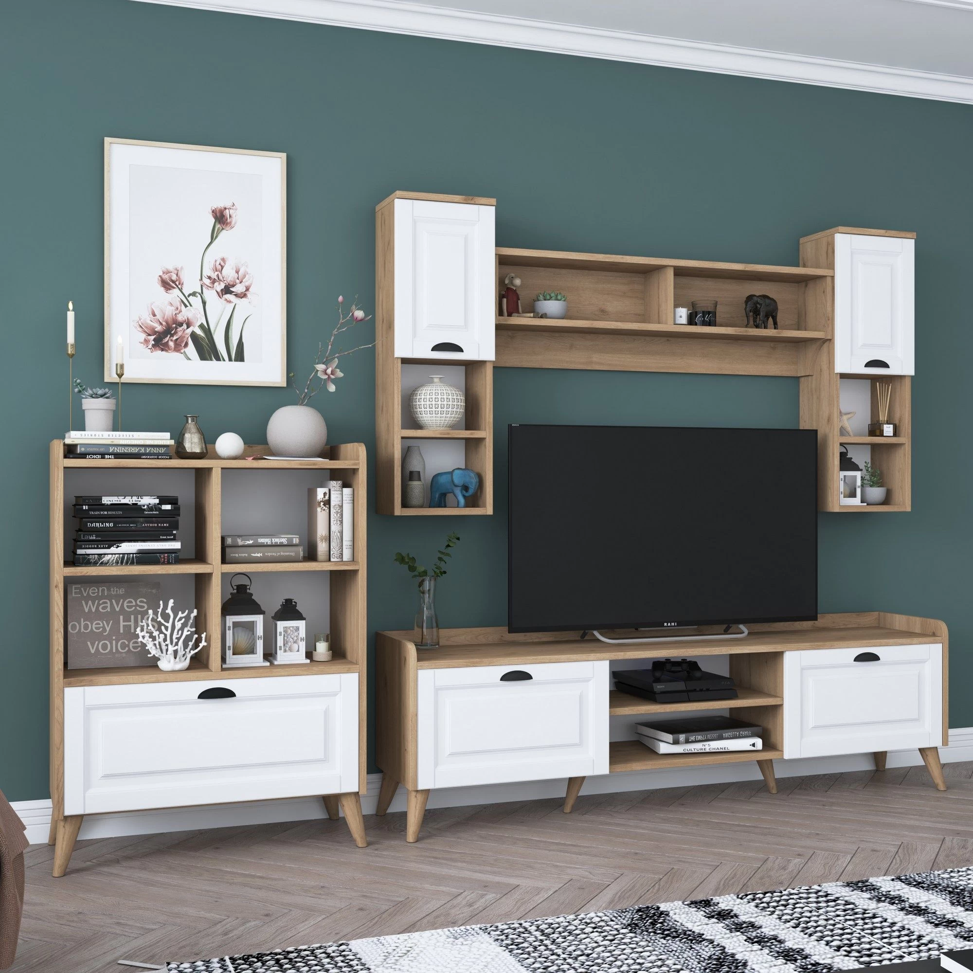 Wren TV-meubel | 100% Melamine | 180x55x34 Cm | Wit Notenhout 7 Wren TV-meubel | 100% Melamine | 180x55x34 Cm | Wit Notenhout - Afbeelding 7