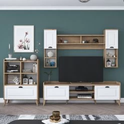 Wren TV-meubel | 100% Melamine | 180x55x34 Cm | Wit Notenhout 13 Wren TV-meubel | 100% Melamine | 180x55x34 Cm | Wit Notenhout -Collectie Woonkamermeubels 543WRN1509 20 204 8968