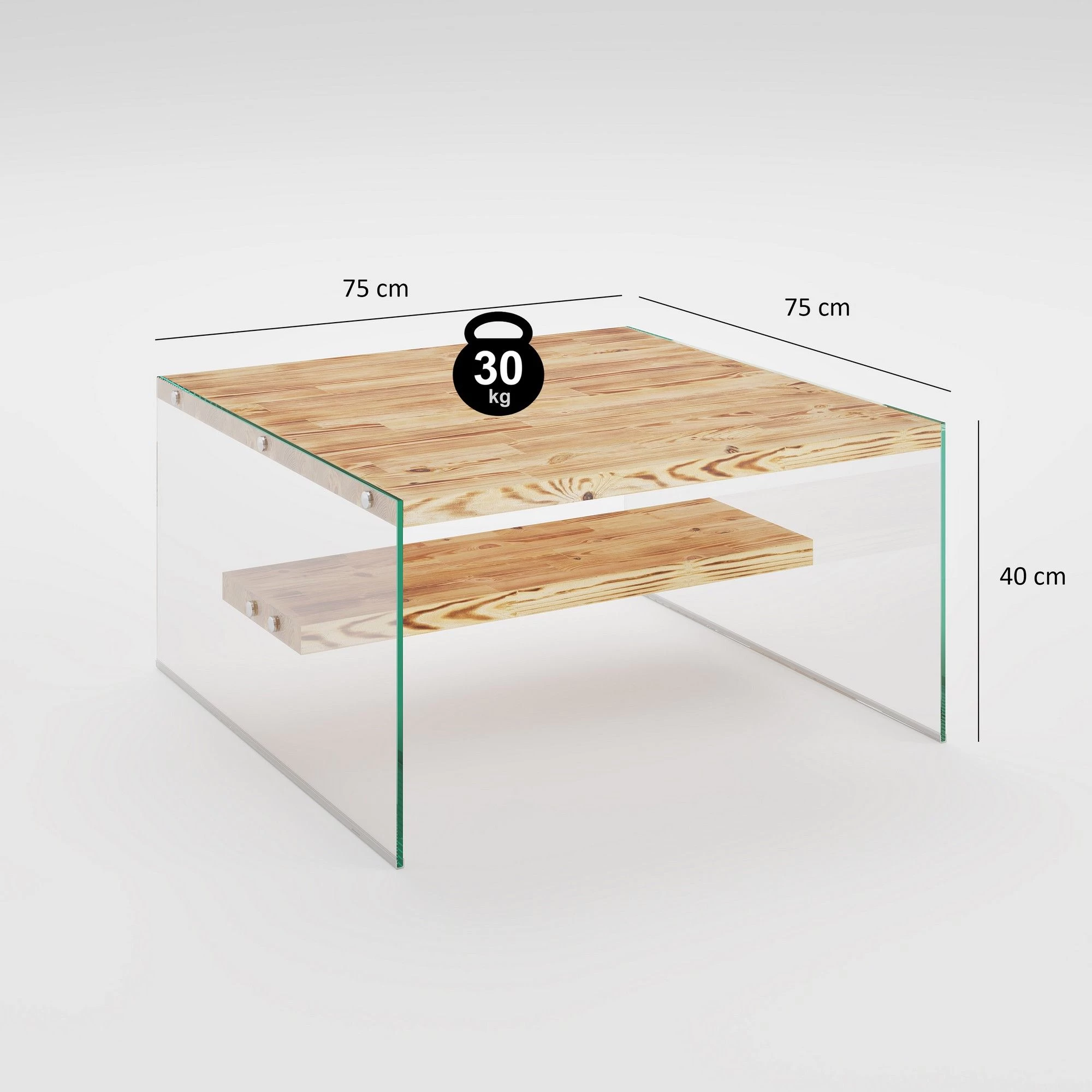 Luxe Locelso Salontafel | 100% Massief Pijnboomhout | 100% Gehard Glazen Poot | Milieuvriendelijk | Eikenkleur 2 Luxe Locelso Salontafel | 100% Massief Pijnboomhout | 100% Gehard Glazen Poot | Milieuvriendelijk | Eikenkleur - Afbeelding 2