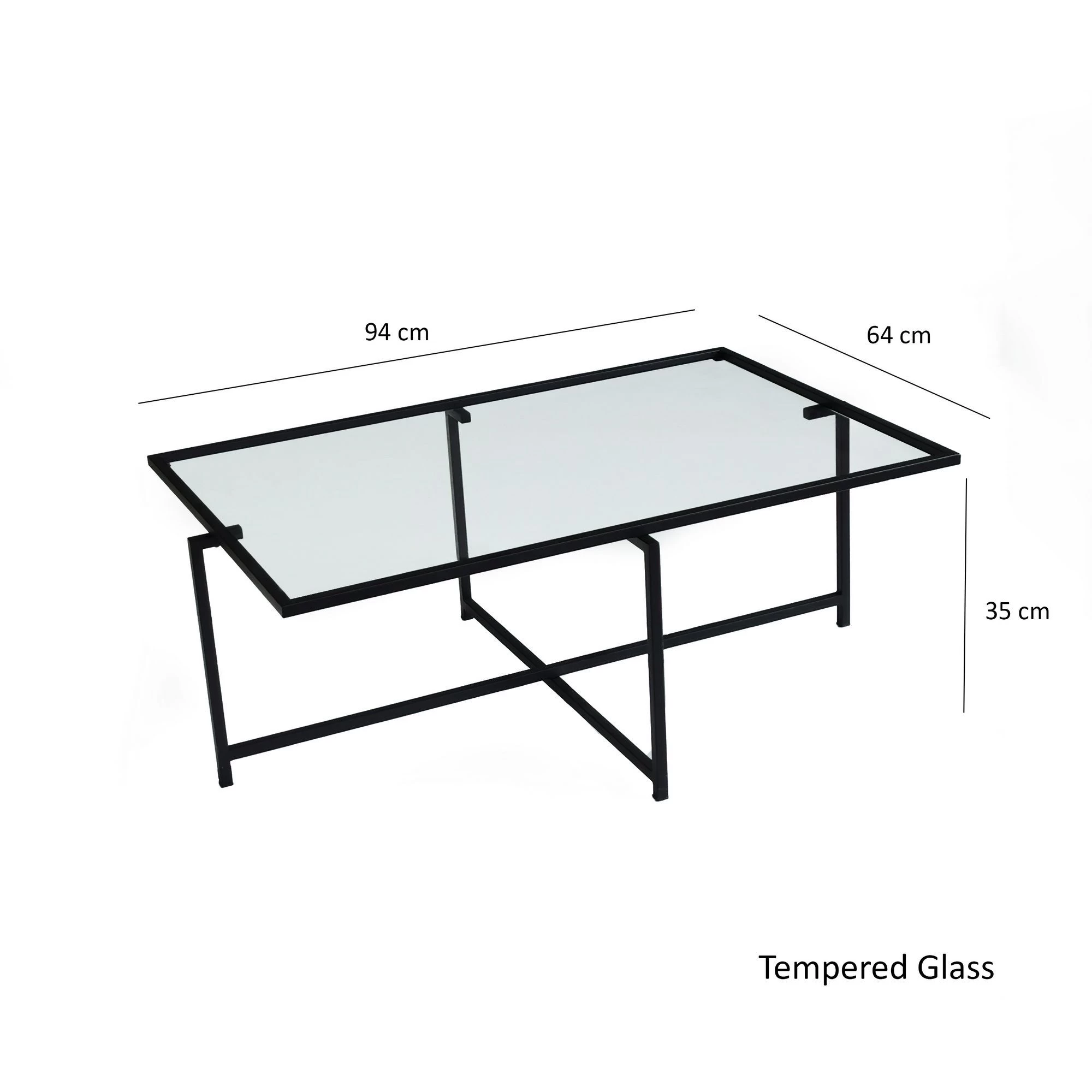 Locelso Salontafel | Gehard Glas | Metalen Poten | Zwart 2 Locelso Salontafel | Gehard Glas | Metalen Poten | Zwart - Afbeelding 2