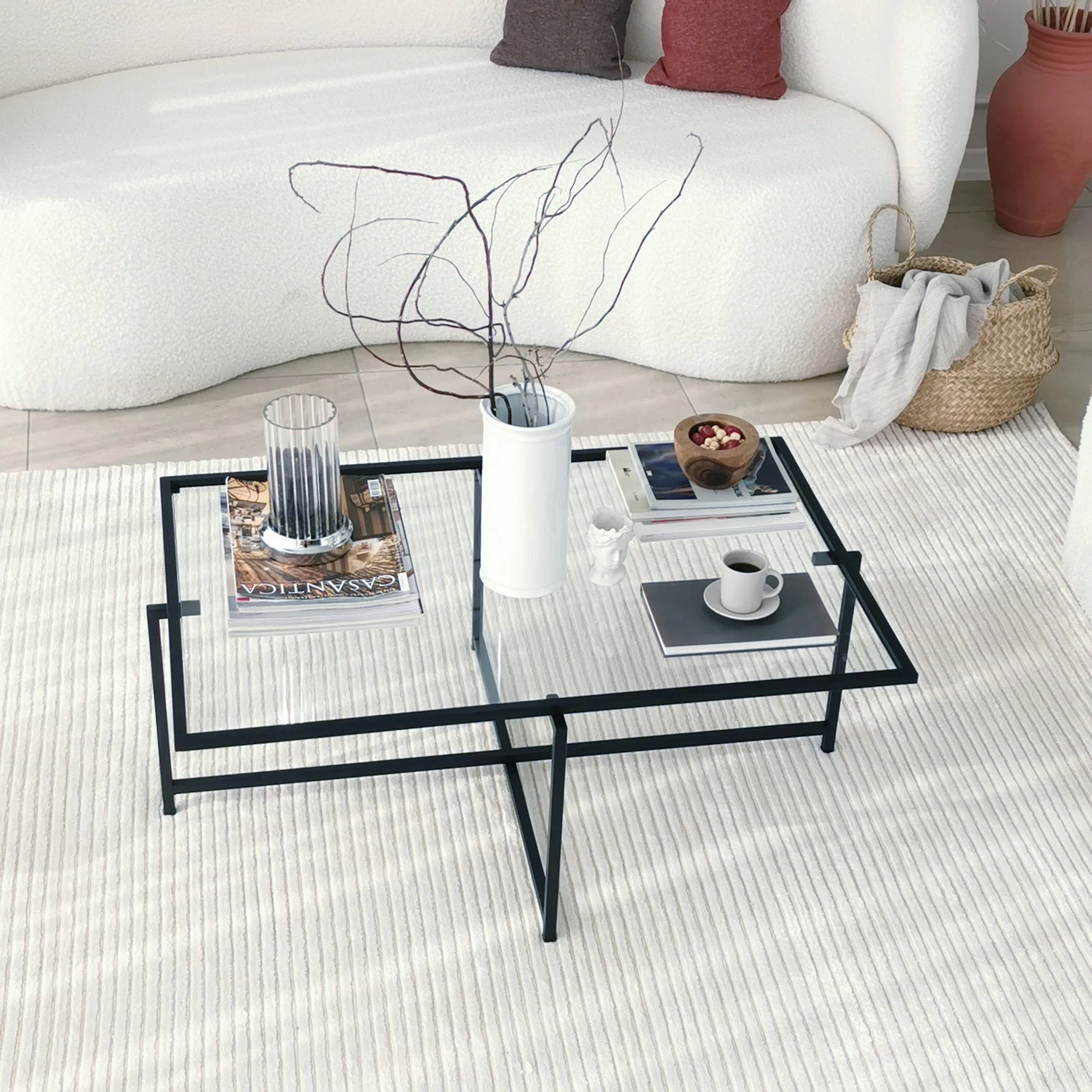 Locelso Salontafel | Gehard Glas | Metalen Poten | Zwart 6 Locelso Salontafel | Gehard Glas | Metalen Poten | Zwart - Afbeelding 6